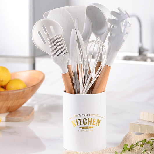 Juego de Utensilios de Cocina en Silicona Marmolizada