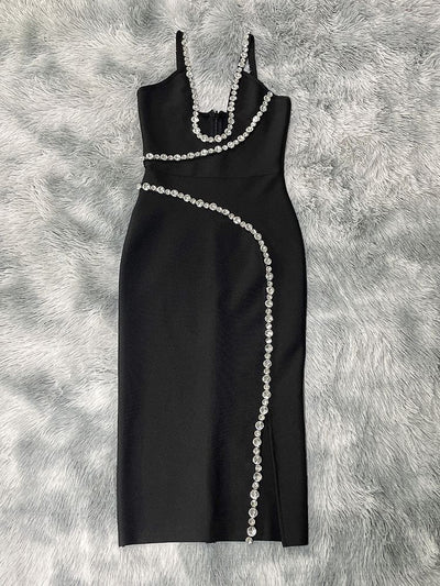 Vestido Bandage con Tirantes de Brillantes Dobles - Image 11