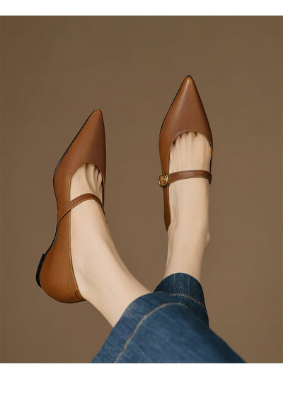 Pumps Retro Francés Punta Fina de Piel de Oveja para Mujer - Image 12