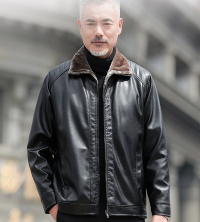 Chaqueta Cartera de Cuero PU para Hombre Maduro - Invierno - Image 5