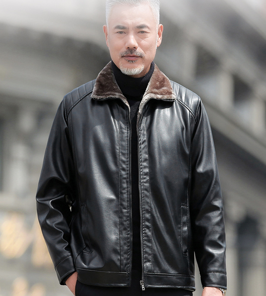 Chaqueta Cartera de Cuero PU para Hombre Maduro - Invierno - Image 5