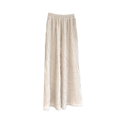 Pantalón Palazzo Plisado en Terciopelo Dorado - Elegancia Otoñal para Mujer - Image 9
