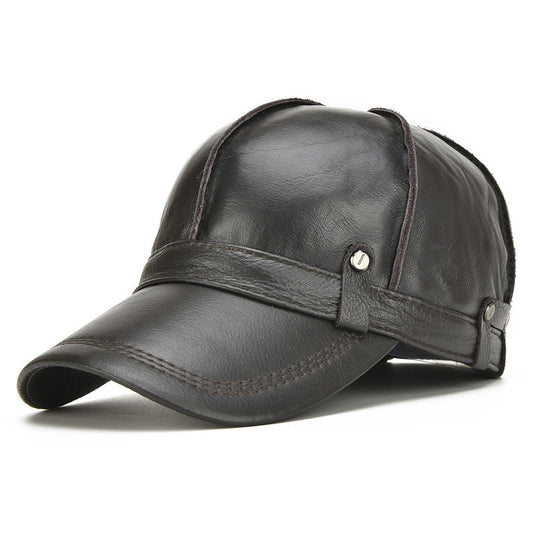 Gorro de Cuero para Hombre con Protección Auditiva - Invierno Acolchado