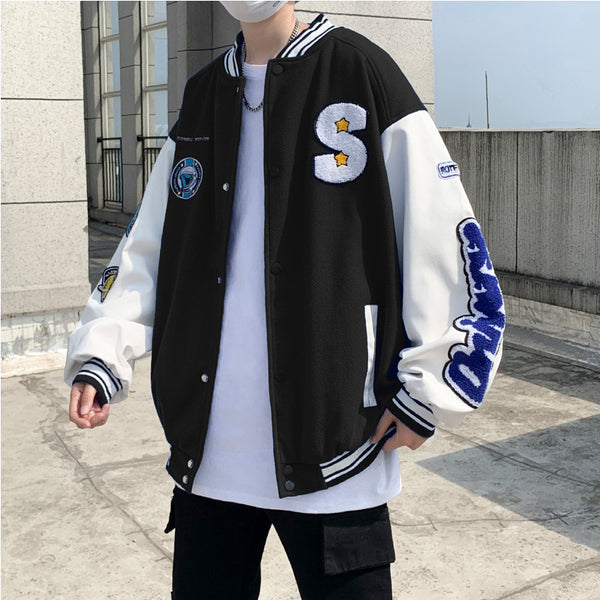 Chaqueta Deportiva de Béisbol con Parches de Contraste