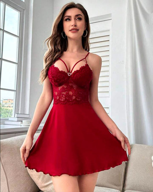 Camisón Sexy con Encaje y Patchwork Escote V - Image 9