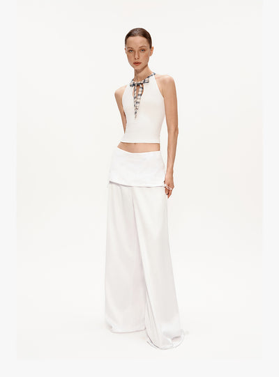 Chaleco Halter Cuadros Patchwork con Moño - Image 15