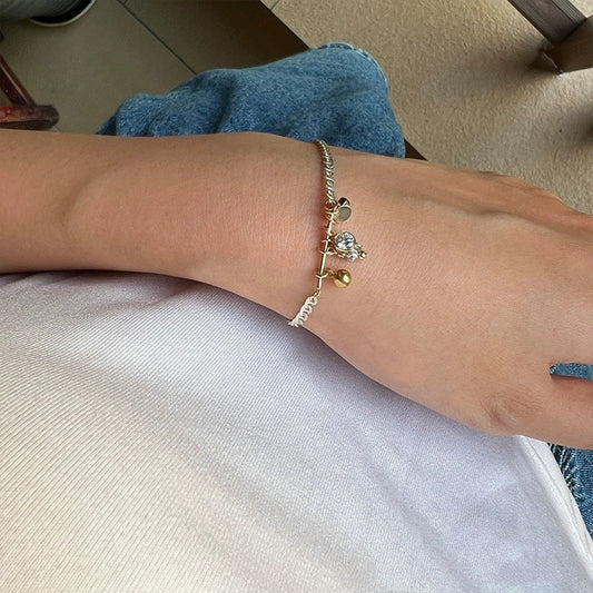 Pulsera de Plata S925 con Colgante de Encaje Doble Minimalista