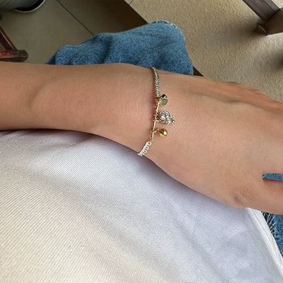 Pulsera de Plata S925 con Colgante de Encaje Doble Minimalista