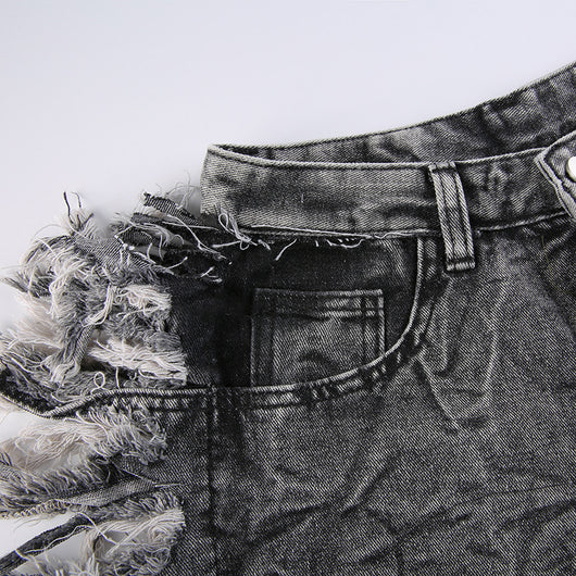 Jeans Tie-Dye Gris para Mujer con Borde Crudo - Image 20
