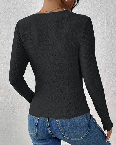 Blusa Elegante de Manga Larga con Panel de Encaje y Cuello en V para Mujer - Image 12