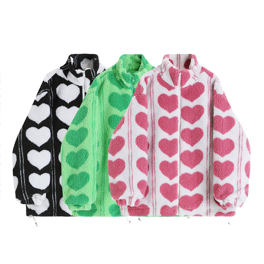 Chaqueta Puffer de Lana de Cordero con Patrón de Corazones - Image 14