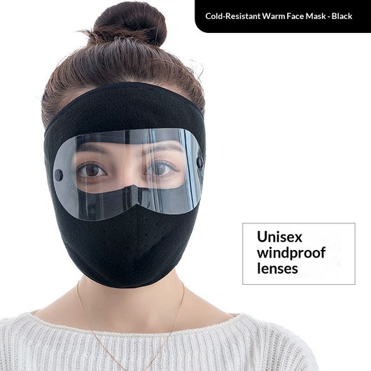 Black fleece winter cycling mask with clear windproof goggles, covering face, neck, and ears for cold protection. - Image 9