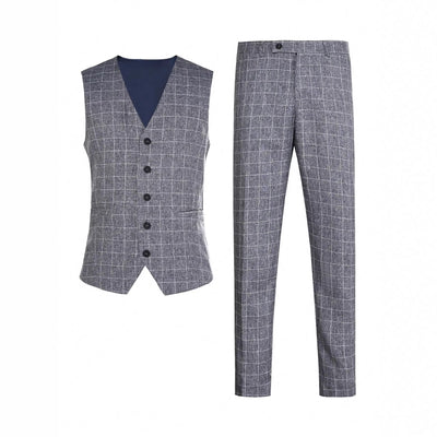 Chaleco y Pantalón de Vestir a Cuadros para Hombre - Conjunto Ejecutivo de 2 Piezas - Image 3