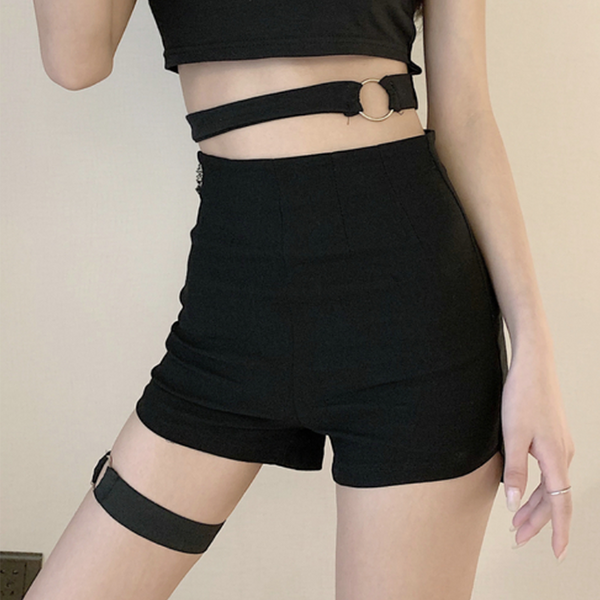 Falda Short Gótico Cuadros con Cadena y Detalles Hueco - Image 9