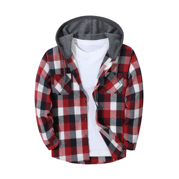 Chaqueta Hoodie Cuadriculada Moderna para Hombre