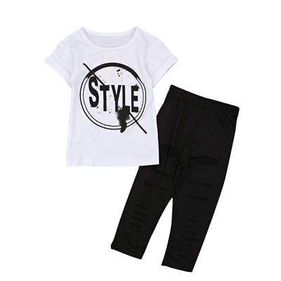 Conjunto de dos piezas para niña: blusa manga corta y pantalón largo - Image 11