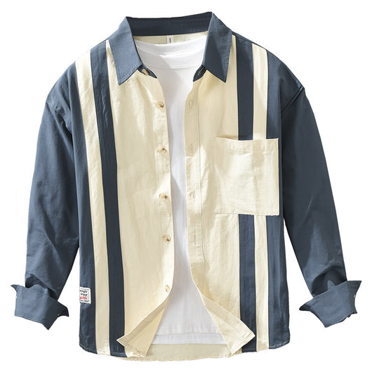 Camisa de Manga Larga con Costuras Retro para Hombre - Image 4