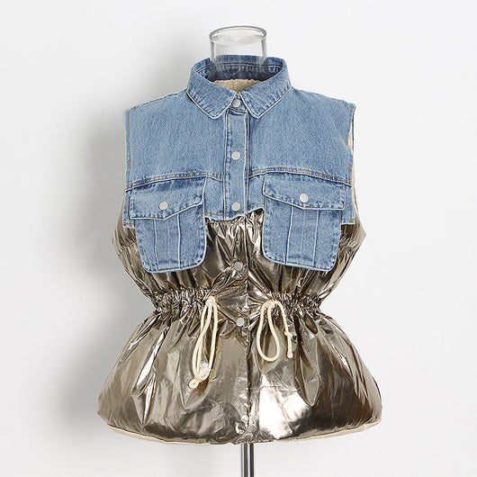 Chaleco Denim Casual para Mujer con Costuras Decorativas - Image 14