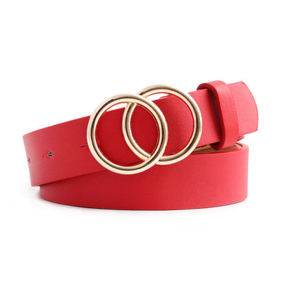 Cinturón Vintage con Doble Hebilla Redonda para Mujer