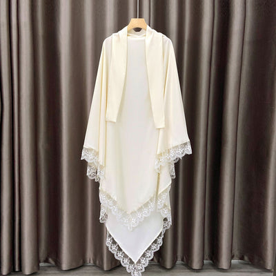 Tocado Árabe Baotou con Encaje - Velo de Moda en Colores Sólidos - Image 6