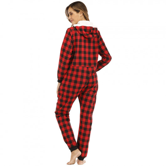 Jumpsuit de Algodón a Cuadros con Capucha para Mujer - Image 5