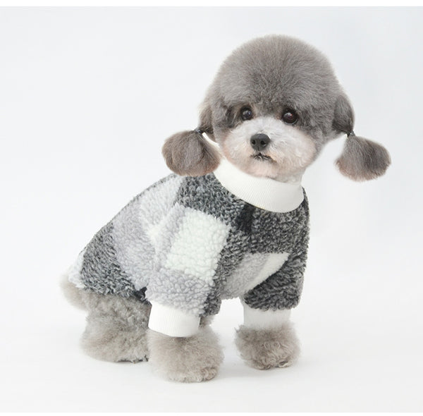 Camisa Cuadriculada Acolchada en Terciopelo para Mascotas - Image 4
