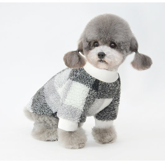 Camisa Cuadriculada Acolchada en Terciopelo para Mascotas - Image 4