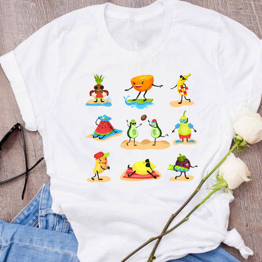 Camiseta Unisex Estampado Aguacate - Diseño Creativo Verano Holgada - Image 77