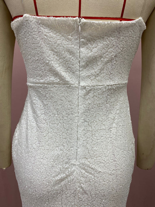 Vestido Elegante Ajustado con Lentejuelas Blancas para Mujer - Image 8