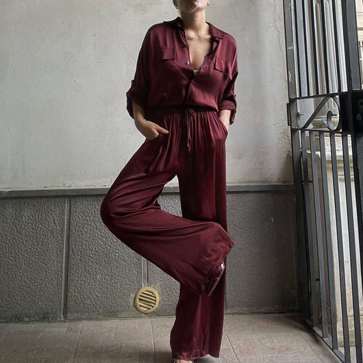 Conjunto Ejecutivo: Blusa Suelta con Solapa y Pantalón Talle Alto - Image 2