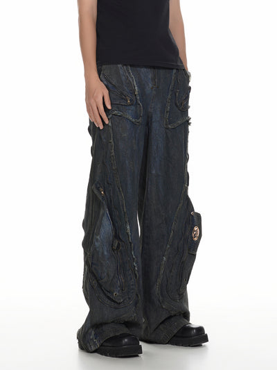 Pantalones Vaqueros Oversized Estilo Urbano Americano Corte Pesado - Image 12
