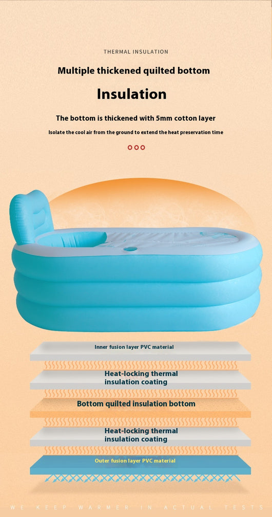 Bañera Plegable Inflable para Departamentos Pequeños - Tina Portátil PVC Resistente - Image 8