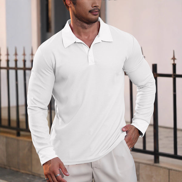 Camisa Casual Americana de Solapa para Hombre - Manga Larga