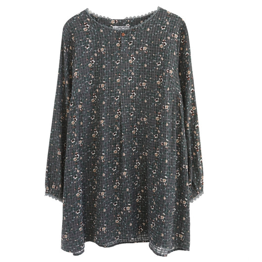 Camisa Retro Floral Suelta de Manga Larga para Otoño - Image 3