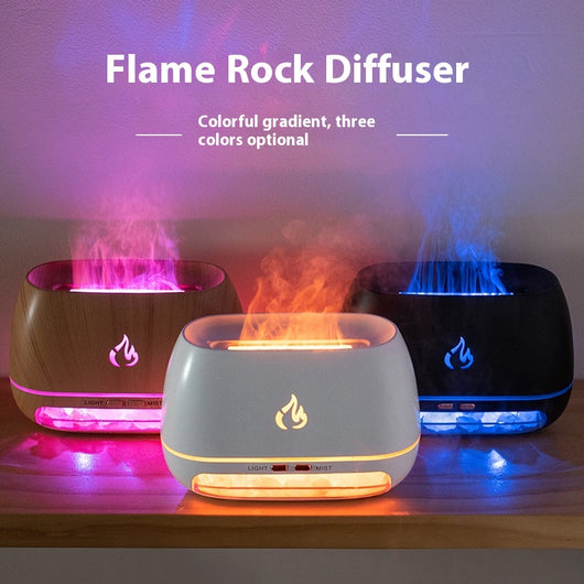 Difusor de Aromaterapia con Efecto Llama y Grano de Madera