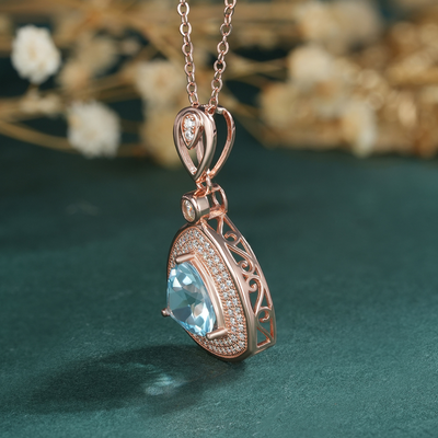 Collar de Plata S925 con Topacio Azul Claro - Colgante Triángulo Geométrico para Mujer - Image 8