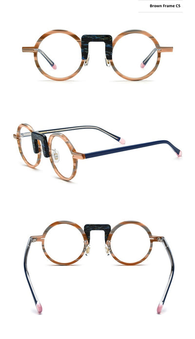Gafas Redondas Unisex con Marco Mixto Multicolor - Image 12
