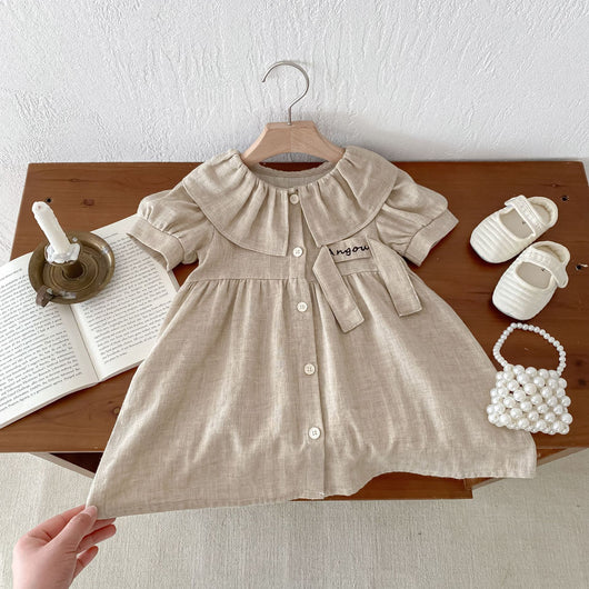 Vestido Romper para Bebé de Algodón y Lino con Cuello Bebé - Image 14