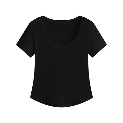 Blusa Slim Fit Escote U Manga Corta Efecto Adelgazante - Image 10