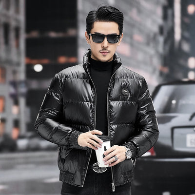 Chaqueta de Plumón para Hombre con Cuello Alzado y Mangas Tejidas - Image 16