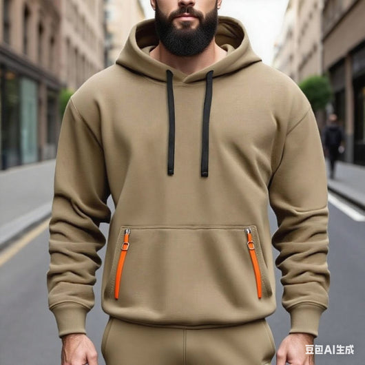Sudadera con Capucha Forrada en Fleece para Hombre - Otoño Invierno