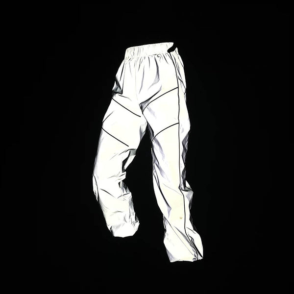 Pantalones Deportivos Casuales Talle Alto Reflectantes - Tendencia Primavera