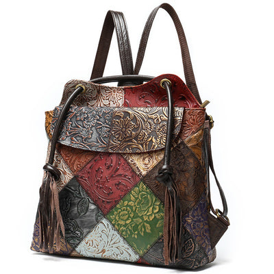Bolso de Hombro con Flecos y Textura Embossada