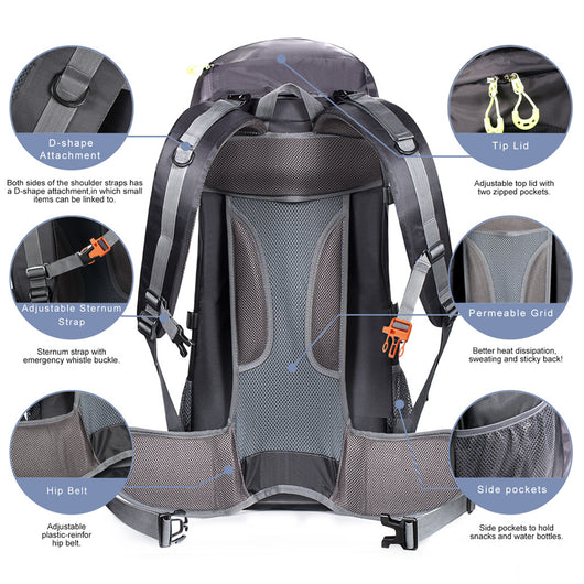 Mochila de Senderismo 68L Impermeable con Carga Solar - Image 11