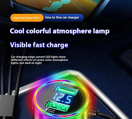 Cargador Rápido para Auto con Luz LED y Cable 3 en 1 - Image 9