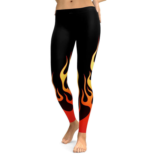 Leggings Deportivos Transpirables para Dama con Estampado de Flama Degradada - Image 2