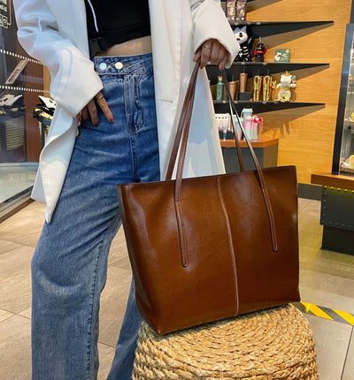 Bolso Tote de Cuero Encerado para Mujer - Bolsa de Hombro Elegante y Versátil - Image 26
