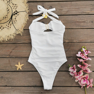 Traje de Baño Enterizo Elegante con Falda y Escote Hueco - Image 17