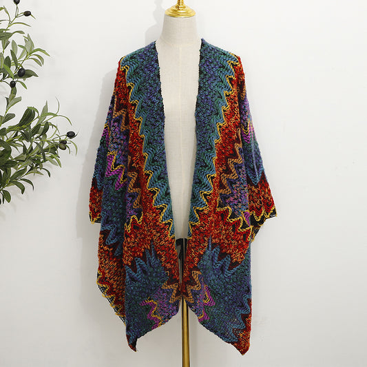 Chal Tejido Bohemio con Bolsillos - Abrigo Versátil