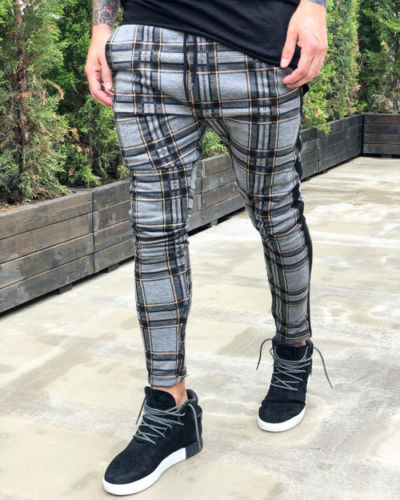 Pantalones Casuales con Estampado Cuadros Europeo Americano para Hombre - Image 9